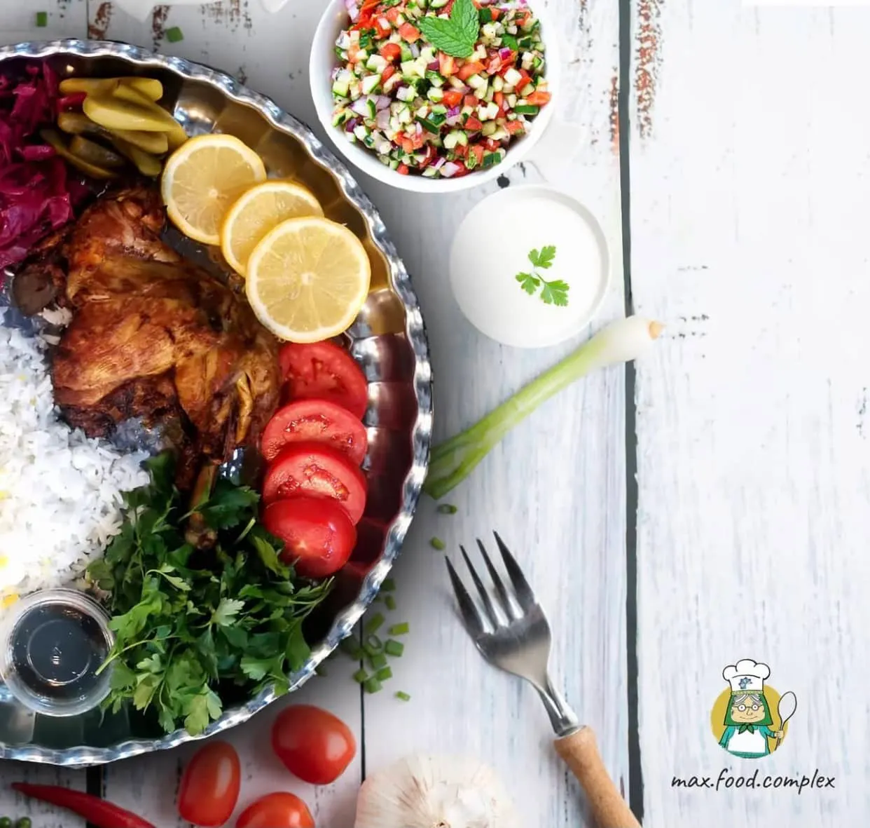 چلو مرغ سرخ شده