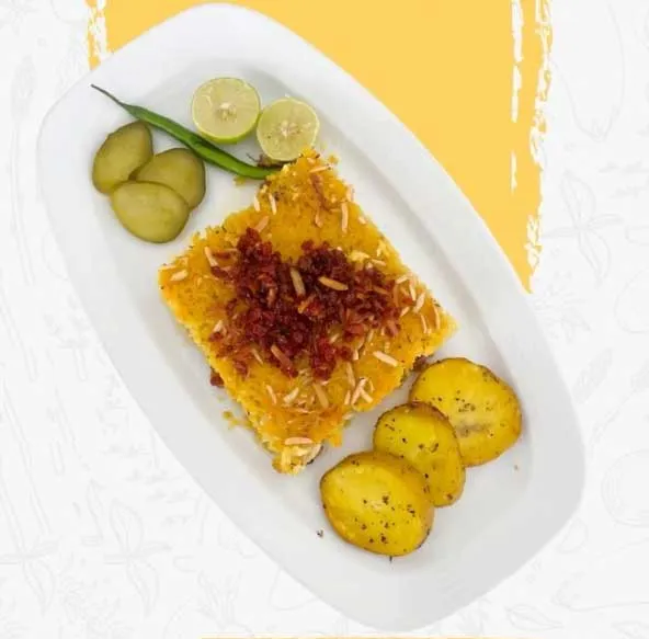ته چین مرغ و گوشت