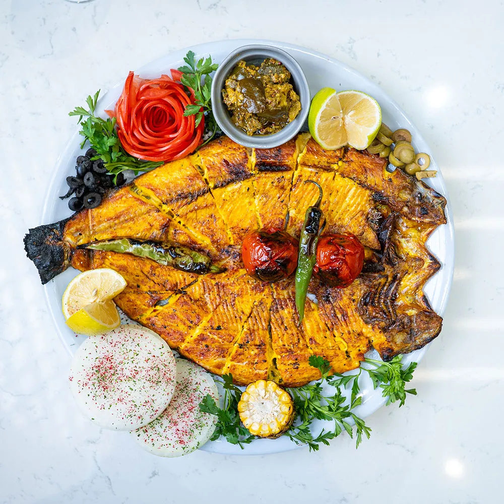 ماهی کبابی با چلو