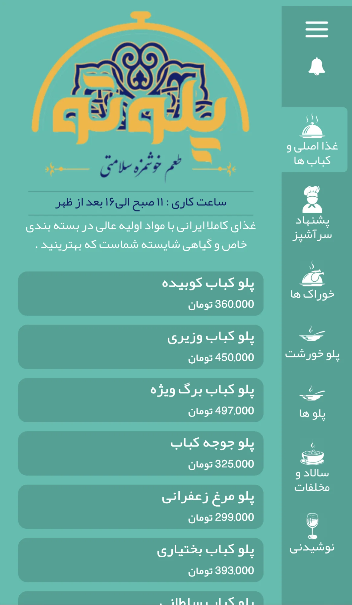 غذای ایرانی پلوتو 
